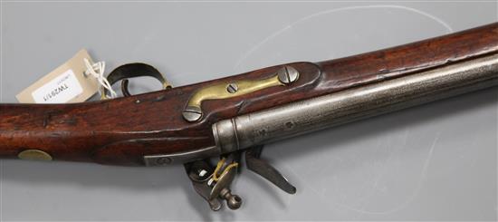 A Brown Bess flintlock musket, c.1800, 56in.